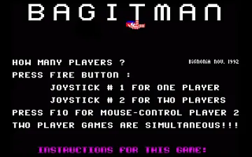 Bagitman screen shot title