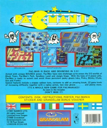 Pac-Mania box cover back